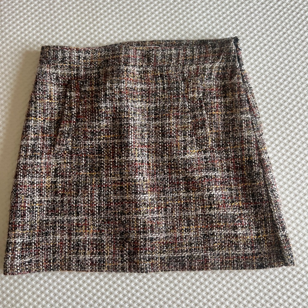 LOFT Brown and Tan A-Line Mini Skirt for Work